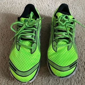 Lime green Brooks Pure running shoes
